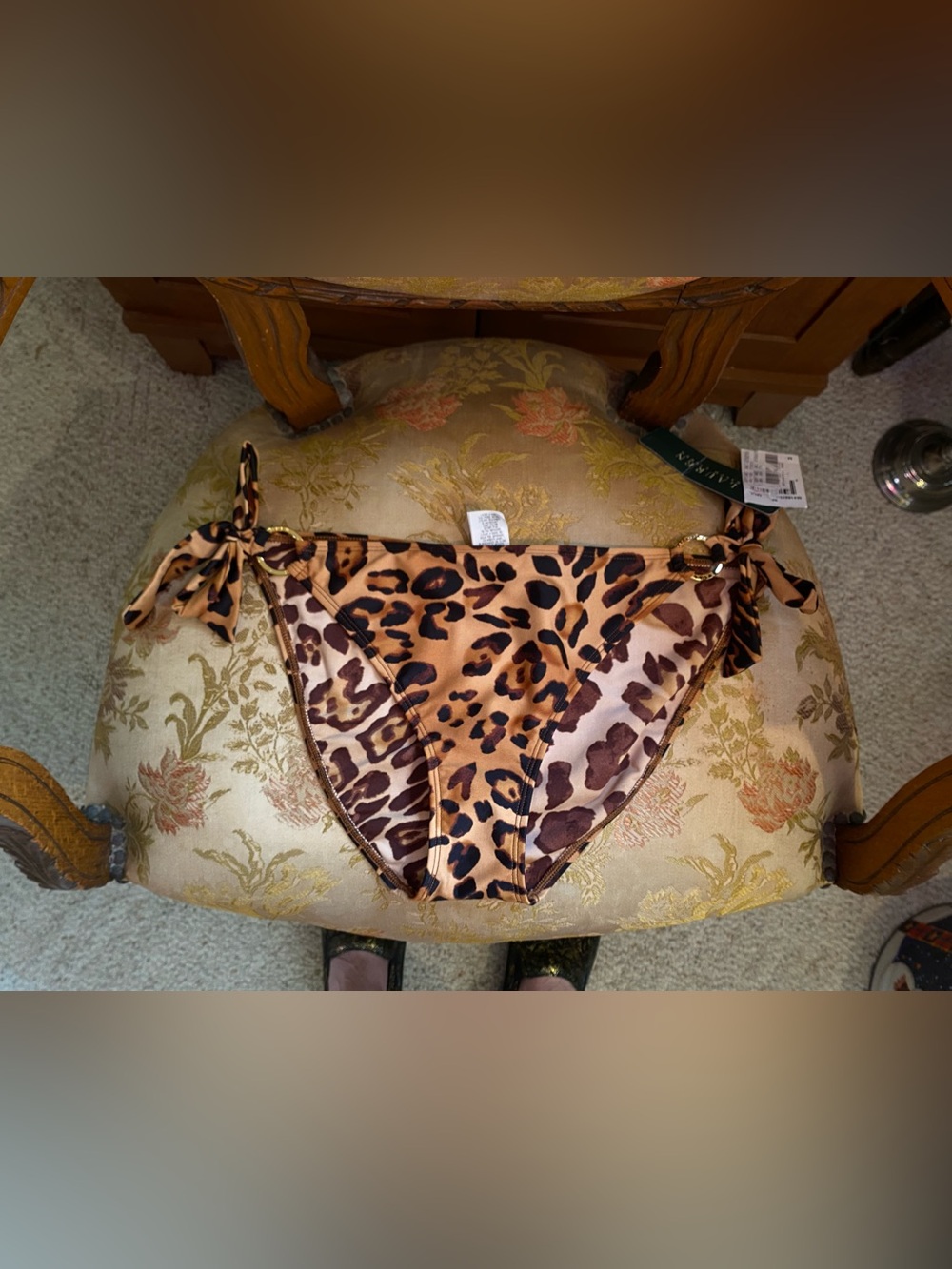 NWT Ralph Lauren Blk/Brwn/Tan Leopard Print Bikini Bottom RN 52419 Summer Swim